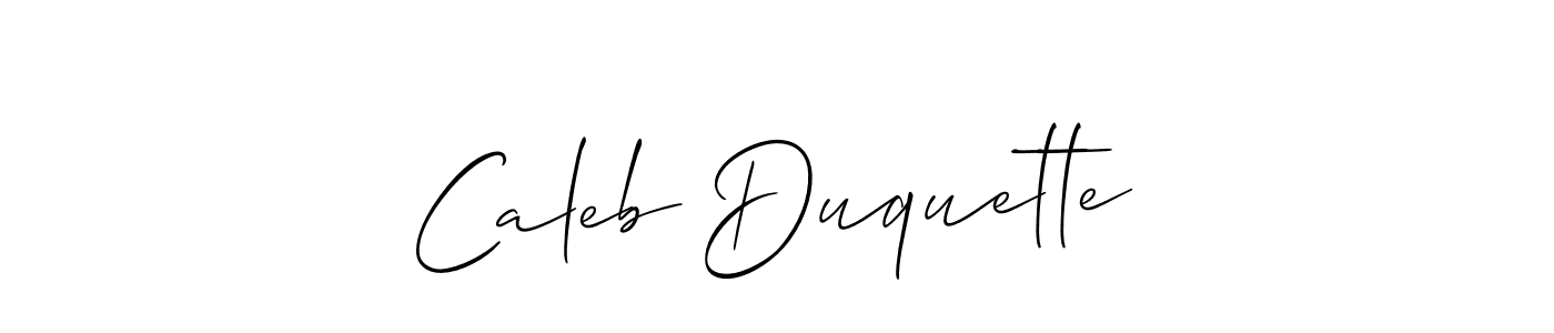 Caleb Duquette stylish signature style. Best Handwritten Sign (Allison_Script) for my name. Handwritten Signature Collection Ideas for my name Caleb Duquette. Caleb Duquette signature style 2 images and pictures png