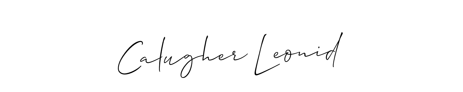 The best way (Allison_Script) to make a short signature is to pick only two or three words in your name. The name Calugher Leonid include a total of six letters. For converting this name. Calugher Leonid signature style 2 images and pictures png