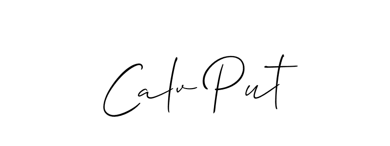 The best way (Allison_Script) to make a short signature is to pick only two or three words in your name. The name Calv Put include a total of six letters. For converting this name. Calv Put signature style 2 images and pictures png