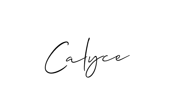 Use a signature maker to create a handwritten signature online. With this signature software, you can design (Allison_Script) your own signature for name Calyce. Calyce signature style 2 images and pictures png