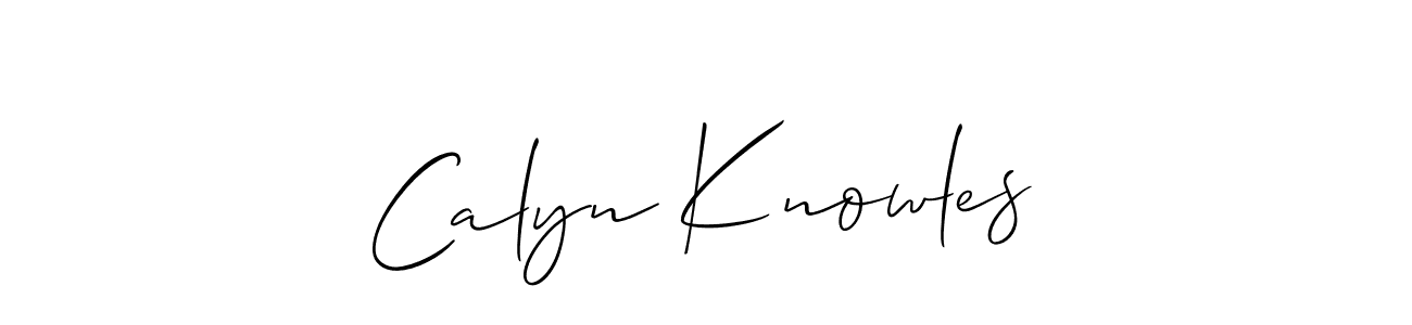 Use a signature maker to create a handwritten signature online. With this signature software, you can design (Allison_Script) your own signature for name Calyn Knowles. Calyn Knowles signature style 2 images and pictures png