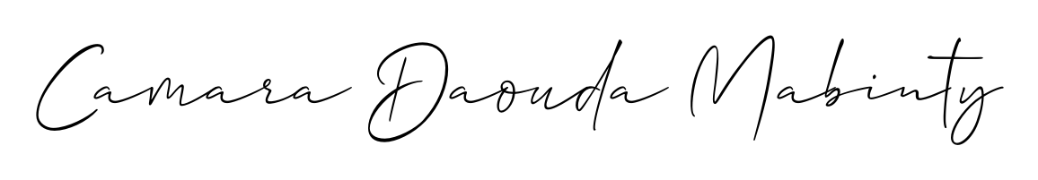A stylish, flowing autograph style designed for name Camara Daouda Mabinty using Allison_Script typography. Perfect for digital creative projects. Camara Daouda Mabinty signature style 2 images and pictures png