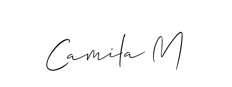 How to make Camila M name signature. Use Allison_Script style for creating short signs online. This is the latest handwritten sign. Camila M signature style 2 images and pictures png