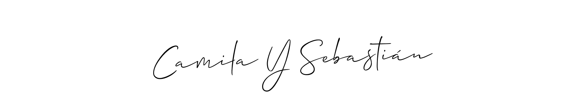 The best way (Allison_Script) to make a short signature is to pick only two or three words in your name. The name Camila Y Sebastián include a total of six letters. For converting this name. Camila Y Sebastián signature style 2 images and pictures png
