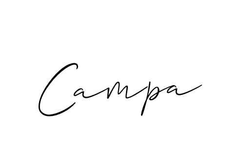 Make a beautiful signature design for name Campa. With this signature (Allison_Script) style, you can create a handwritten signature for free. Campa signature style 2 images and pictures png