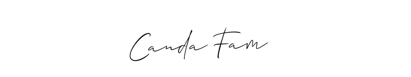 How to make Canda Fam ❤️ name signature. Use Allison_Script style for creating short signs online. This is the latest handwritten sign. Canda Fam ❤️ signature style 2 images and pictures png