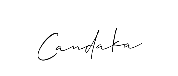 Allison_Script is a professional signature style that is perfect for those who want to add a touch of class to their signature. It is also a great choice for those who want to make their signature more unique. Get Candaka name to fancy signature for free. Candaka signature style 2 images and pictures png