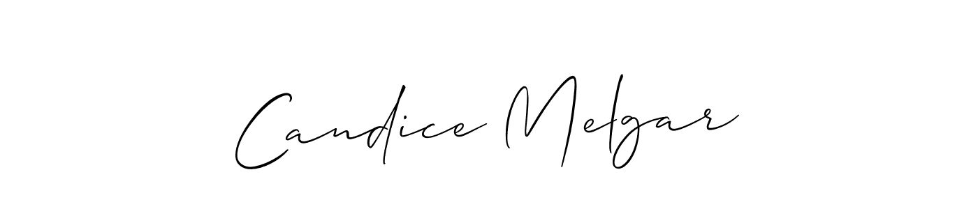 The best way (Allison_Script) to make a short signature is to pick only two or three words in your name. The name Candice Melgar include a total of six letters. For converting this name. Candice Melgar signature style 2 images and pictures png