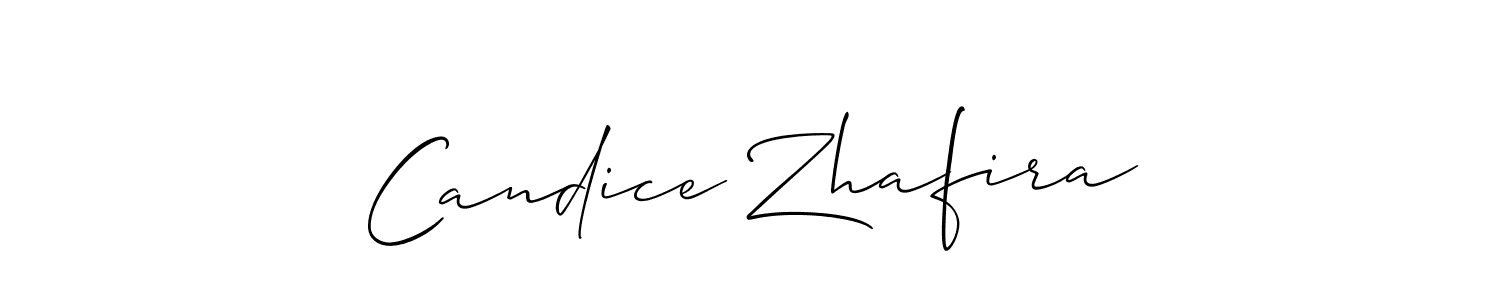 It looks lik you need a new signature style for name Candice Zhafira. Design unique handwritten (Allison_Script) signature with our free signature maker in just a few clicks. Candice Zhafira signature style 2 images and pictures png