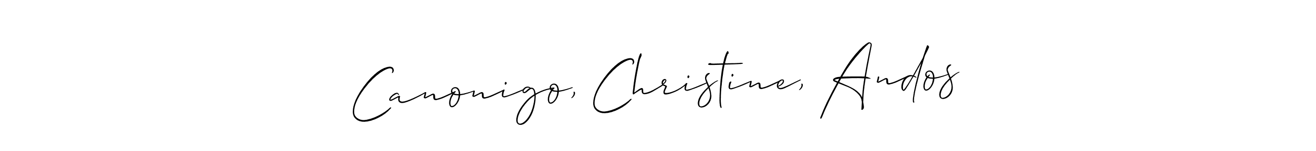 How to make Canonigo, Christine, Andos signature? Allison_Script is a professional autograph style. Create handwritten signature for Canonigo, Christine, Andos name. Canonigo, Christine, Andos signature style 2 images and pictures png