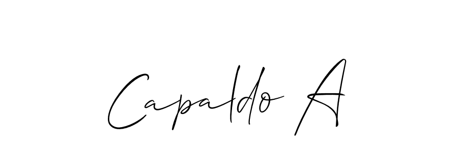 How to make Capaldo A name signature. Use Allison_Script style for creating short signs online. This is the latest handwritten sign. Capaldo A signature style 2 images and pictures png