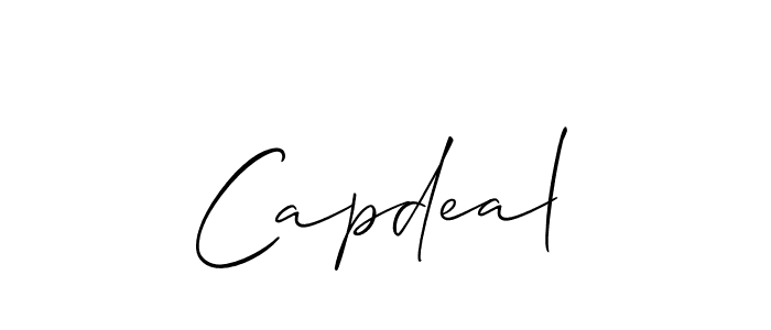 Use a signature maker to create a handwritten signature online. With this signature software, you can design (Allison_Script) your own signature for name Capdeal. Capdeal signature style 2 images and pictures png