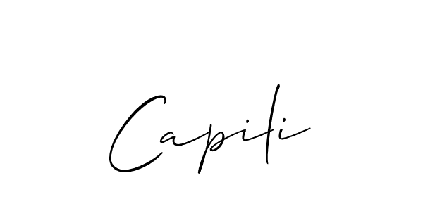 Use a signature maker to create a handwritten signature online. With this signature software, you can design (Allison_Script) your own signature for name Capili. Capili signature style 2 images and pictures png