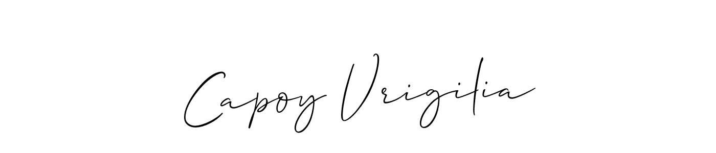 How to make Capoy Vrigilia name signature. Use Allison_Script style for creating short signs online. This is the latest handwritten sign. Capoy Vrigilia signature style 2 images and pictures png