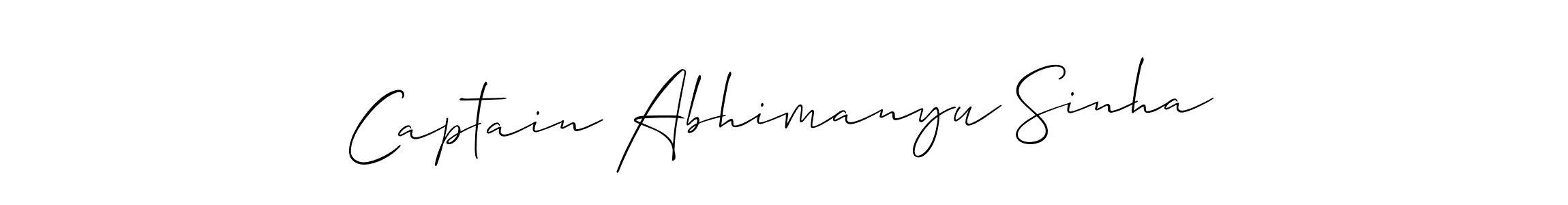 You should practise on your own different ways (Allison_Script) to write your name (Captain Abhimanyu Sinha) in signature. don't let someone else do it for you. Captain Abhimanyu Sinha signature style 2 images and pictures png