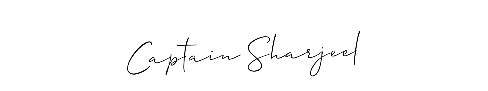Make a beautiful signature design for name Captain Sharjeel. With this signature (Allison_Script) style, you can create a handwritten signature for free. Captain Sharjeel signature style 2 images and pictures png