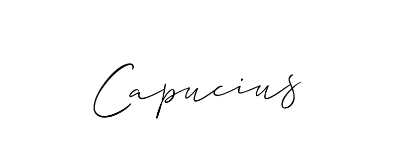 How to Draw Capucius signature style? Allison_Script is a latest design signature styles for name Capucius. Capucius signature style 2 images and pictures png