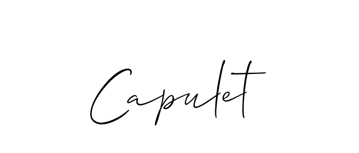 How to make Capulet signature? Allison_Script is a professional autograph style. Create handwritten signature for Capulet name. Capulet signature style 2 images and pictures png