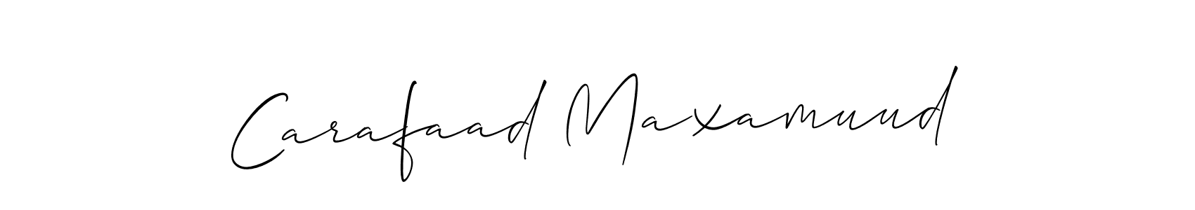Make a beautiful signature design for name Carafaad Maxamuud. With this signature (Allison_Script) style, you can create a handwritten signature for free. Carafaad Maxamuud signature style 2 images and pictures png