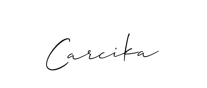 Use a signature maker to create a handwritten signature online. With this signature software, you can design (Allison_Script) your own signature for name Carcika. Carcika signature style 2 images and pictures png