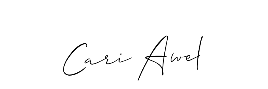 The best way (Allison_Script) to make a short signature is to pick only two or three words in your name. The name Cari Awel include a total of six letters. For converting this name. Cari Awel signature style 2 images and pictures png