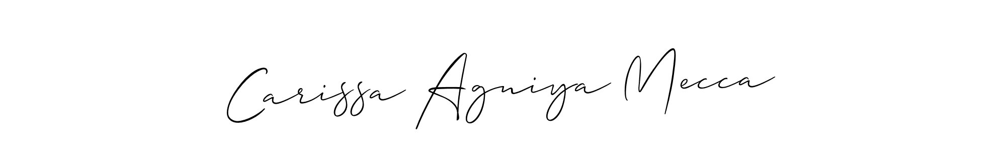 How to make Carissa Agniya Mecca name signature. Use Allison_Script style for creating short signs online. This is the latest handwritten sign. Carissa Agniya Mecca signature style 2 images and pictures png