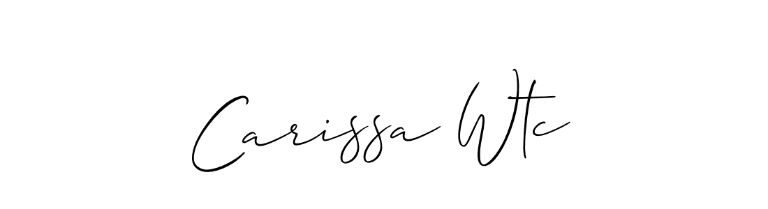 Design your own signature with our free online signature maker. With this signature software, you can create a handwritten (Allison_Script) signature for name Carissa Wtc. Carissa Wtc signature style 2 images and pictures png