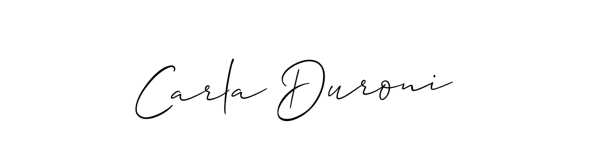 Make a beautiful signature design for name Carla Duroni. With this signature (Allison_Script) style, you can create a handwritten signature for free. Carla Duroni signature style 2 images and pictures png