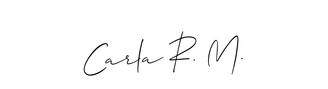 You should practise on your own different ways (Allison_Script) to write your name (Carla R. M.) in signature. don't let someone else do it for you. Carla R. M. signature style 2 images and pictures png