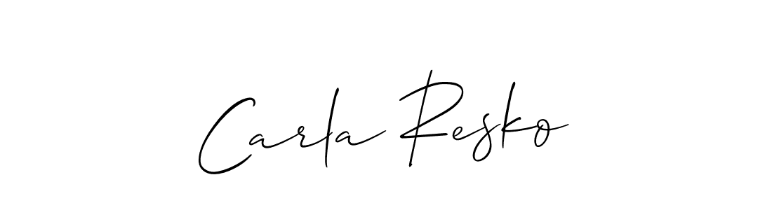 Create a beautiful signature design for name Carla Resko. With this signature (Allison_Script) fonts, you can make a handwritten signature for free. Carla Resko signature style 2 images and pictures png