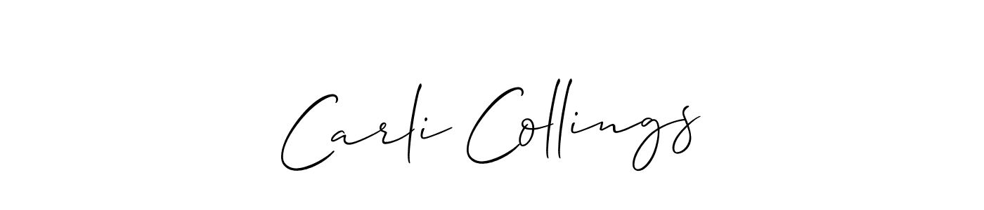 The best way (Allison_Script) to make a short signature is to pick only two or three words in your name. The name Carli Collings include a total of six letters. For converting this name. Carli Collings signature style 2 images and pictures png