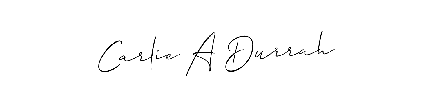 The best way (Allison_Script) to make a short signature is to pick only two or three words in your name. The name Carlie A Durrah include a total of six letters. For converting this name. Carlie A Durrah signature style 2 images and pictures png