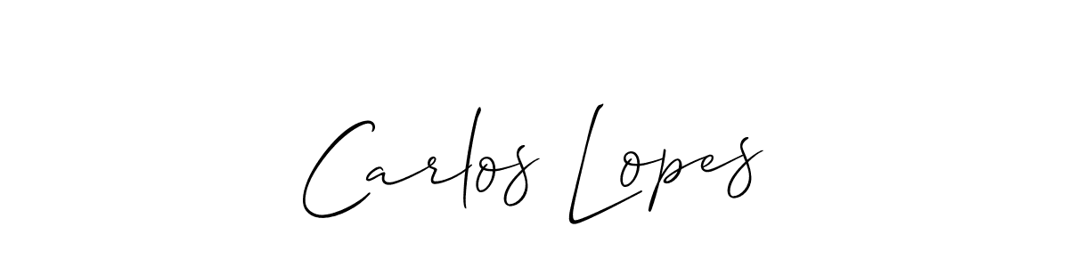 Make a beautiful signature design for name Carlos Lopes. With this signature (Allison_Script) style, you can create a handwritten signature for free. Carlos Lopes signature style 2 images and pictures png