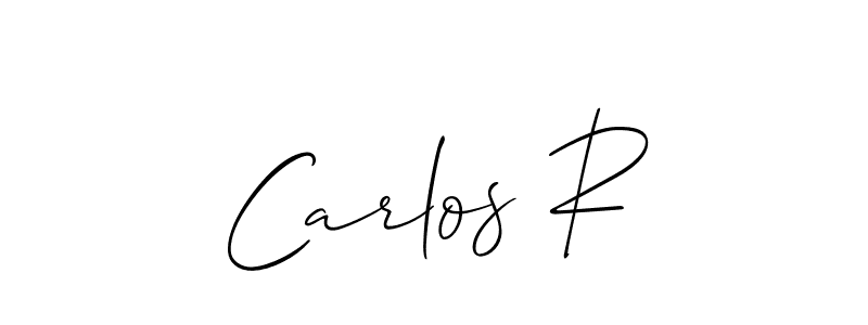 The best way (Allison_Script) to make a short signature is to pick only two or three words in your name. The name Carlos R include a total of six letters. For converting this name. Carlos R signature style 2 images and pictures png