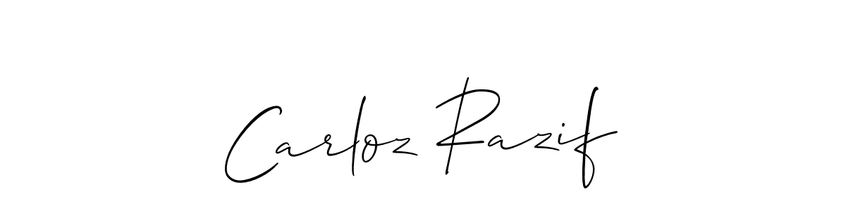 Use a signature maker to create a handwritten signature online. With this signature software, you can design (Allison_Script) your own signature for name Carloz Razif. Carloz Razif signature style 2 images and pictures png