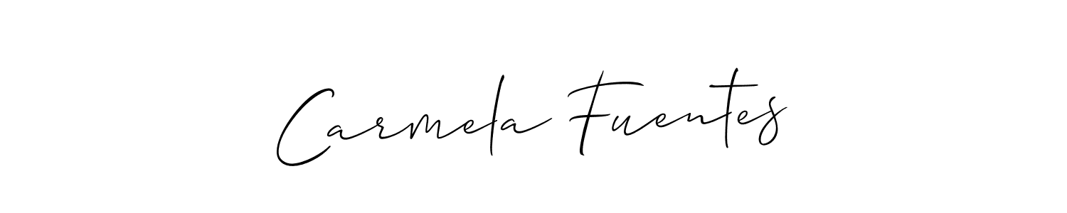 Create a beautiful signature design for name Carmela Fuentes. With this signature (Allison_Script) fonts, you can make a handwritten signature for free. Carmela Fuentes signature style 2 images and pictures png