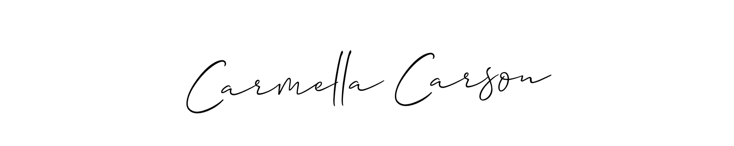 It looks lik you need a new signature style for name Carmella Carson. Design unique handwritten (Allison_Script) signature with our free signature maker in just a few clicks. Carmella Carson signature style 2 images and pictures png