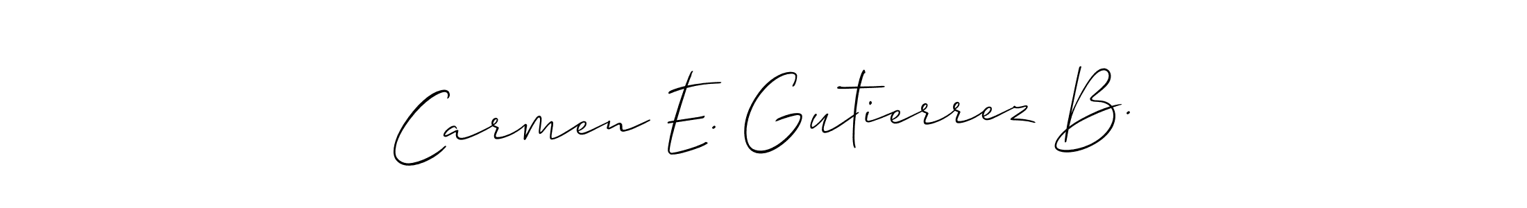 How to make Carmen E. Gutierrez B. name signature. Use Allison_Script style for creating short signs online. This is the latest handwritten sign. Carmen E. Gutierrez B. signature style 2 images and pictures png