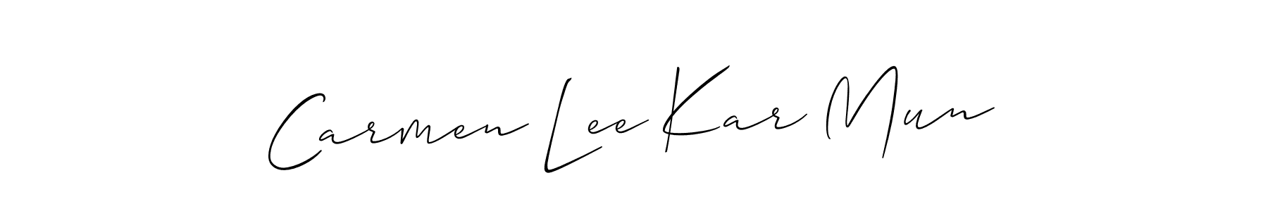 Make a short Carmen Lee Kar Mun signature style. Manage your documents anywhere anytime using Allison_Script. Create and add eSignatures, submit forms, share and send files easily. Carmen Lee Kar Mun signature style 2 images and pictures png