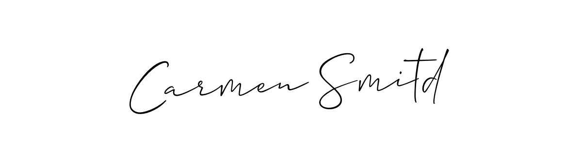 See photos of Carmen Smitd official signature by Spectra . Check more albums & portfolios. Read reviews & check more about Allison_Script font. Carmen Smitd signature style 2 images and pictures png