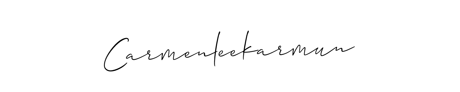 The best way (Allison_Script) to make a short signature is to pick only two or three words in your name. The name Carmenleekarmun include a total of six letters. For converting this name. Carmenleekarmun signature style 2 images and pictures png