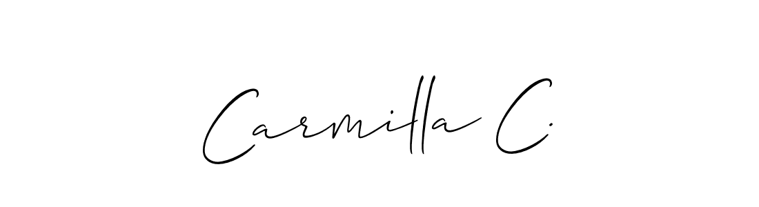 The best way (Allison_Script) to make a short signature is to pick only two or three words in your name. The name Carmilla C. include a total of six letters. For converting this name. Carmilla C. signature style 2 images and pictures png