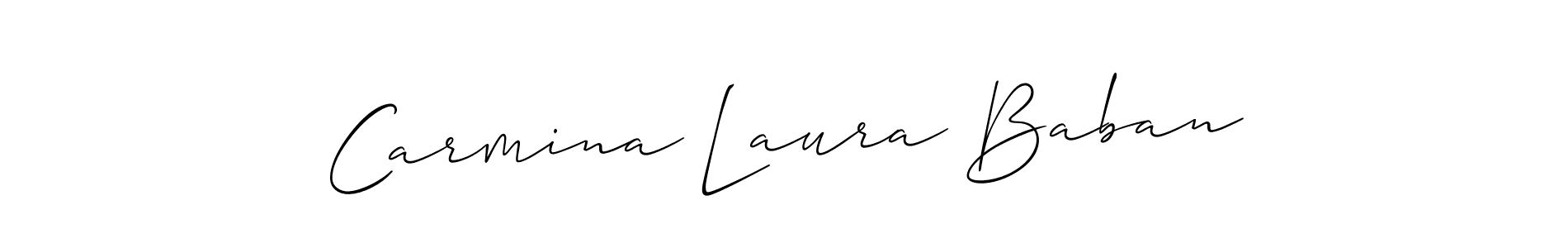 The best way (Allison_Script) to make a short signature is to pick only two or three words in your name. The name Carmina Laura Baban include a total of six letters. For converting this name. Carmina Laura Baban signature style 2 images and pictures png