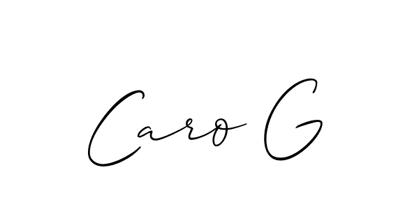 The best way (Allison_Script) to make a short signature is to pick only two or three words in your name. The name Caro G include a total of six letters. For converting this name. Caro G signature style 2 images and pictures png