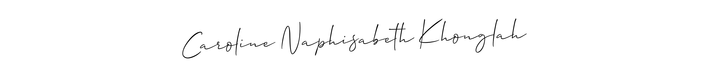 Design your own signature with our free online signature maker. With this signature software, you can create a handwritten (Allison_Script) signature for name Caroline Naphisabeth Khonglah. Caroline Naphisabeth Khonglah signature style 2 images and pictures png