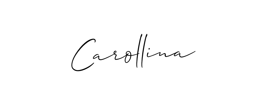 Use a signature maker to create a handwritten signature online. With this signature software, you can design (Allison_Script) your own signature for name Carollina. Carollina signature style 2 images and pictures png