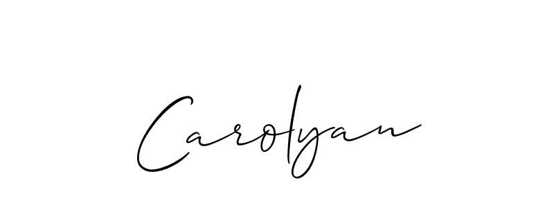 The best way (Allison_Script) to make a short signature is to pick only two or three words in your name. The name Carolyan include a total of six letters. For converting this name. Carolyan signature style 2 images and pictures png