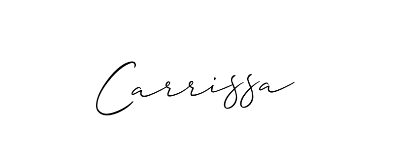 Create a beautiful signature design for name Carrissa. With this signature (Allison_Script) fonts, you can make a handwritten signature for free. Carrissa signature style 2 images and pictures png