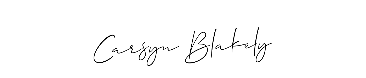 Use a signature maker to create a handwritten signature online. With this signature software, you can design (Allison_Script) your own signature for name Carsyn Blakely. Carsyn Blakely signature style 2 images and pictures png