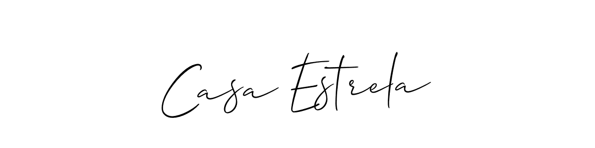 The best way (Allison_Script) to make a short signature is to pick only two or three words in your name. The name Casa Estrela include a total of six letters. For converting this name. Casa Estrela signature style 2 images and pictures png